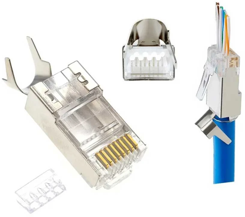 GEMBIRD Shielded modular CAT7 pass-through type plug 15u auksinis plated 50 pcs per bag