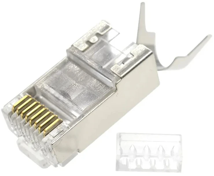 GEMBIRD Shielded modular CAT7 pass-through type plug 15u auksinis plated 10 pcs per bag