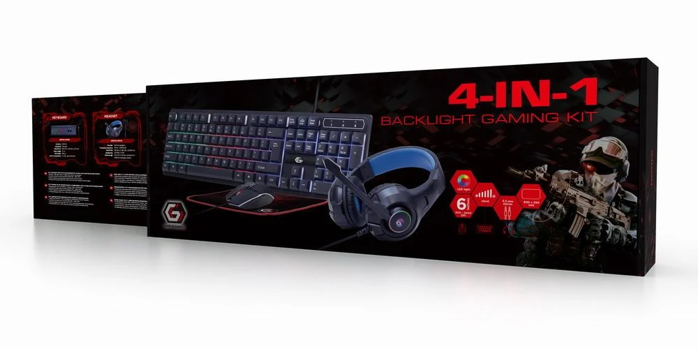 Klaviatūra GEMBIRD 4-in-1 foninio apšvietimo žaidimų rinkinys Ghost US išdėstymas