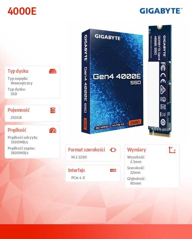 GIGABYTE SSD G440E250G M2 250GB | Gigabyte