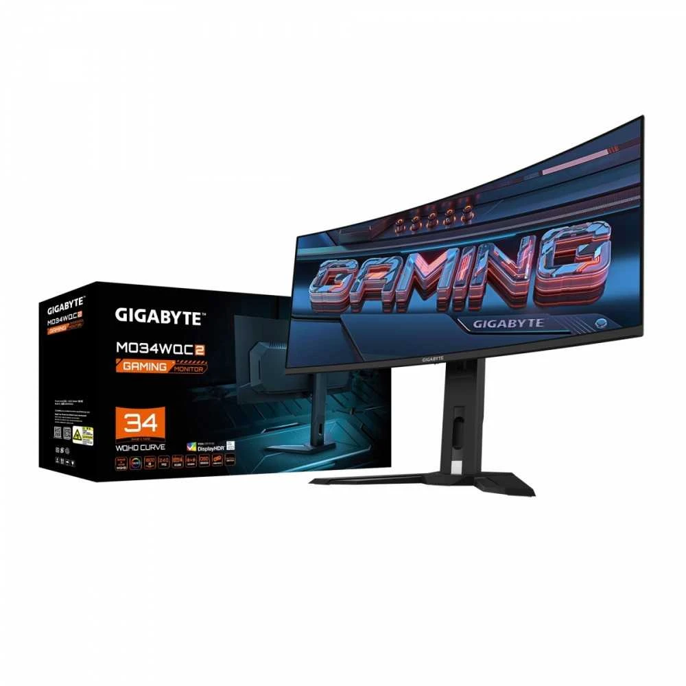 Monitorius Gigabyte | MO34WQC2 EK1 | 34" | OLED | WQHD | 240 Hz | 0,03 ms | 3440 x 1440 pikselių | 250 cd/m² | HDMI jungčių kiekis: 2