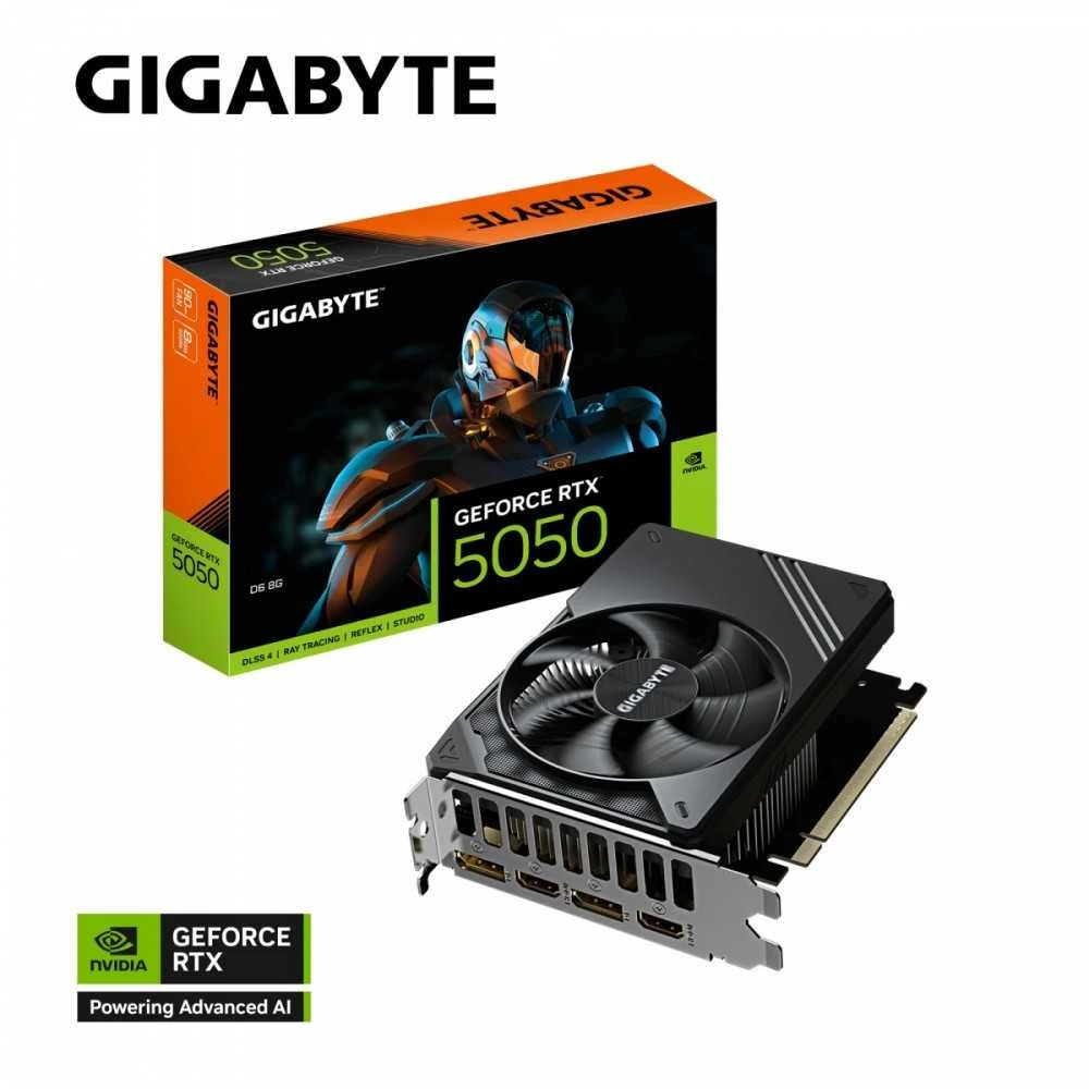 Vaizdo plokštė „Gigabyte GeForce RTX 5050 D6 8G“ | „NVIDIA“ | 8 GB | „GeForce RTX 5050“ | GDDR6 | HDMI jungčių kiekis: 2 | PCI-E 5.0