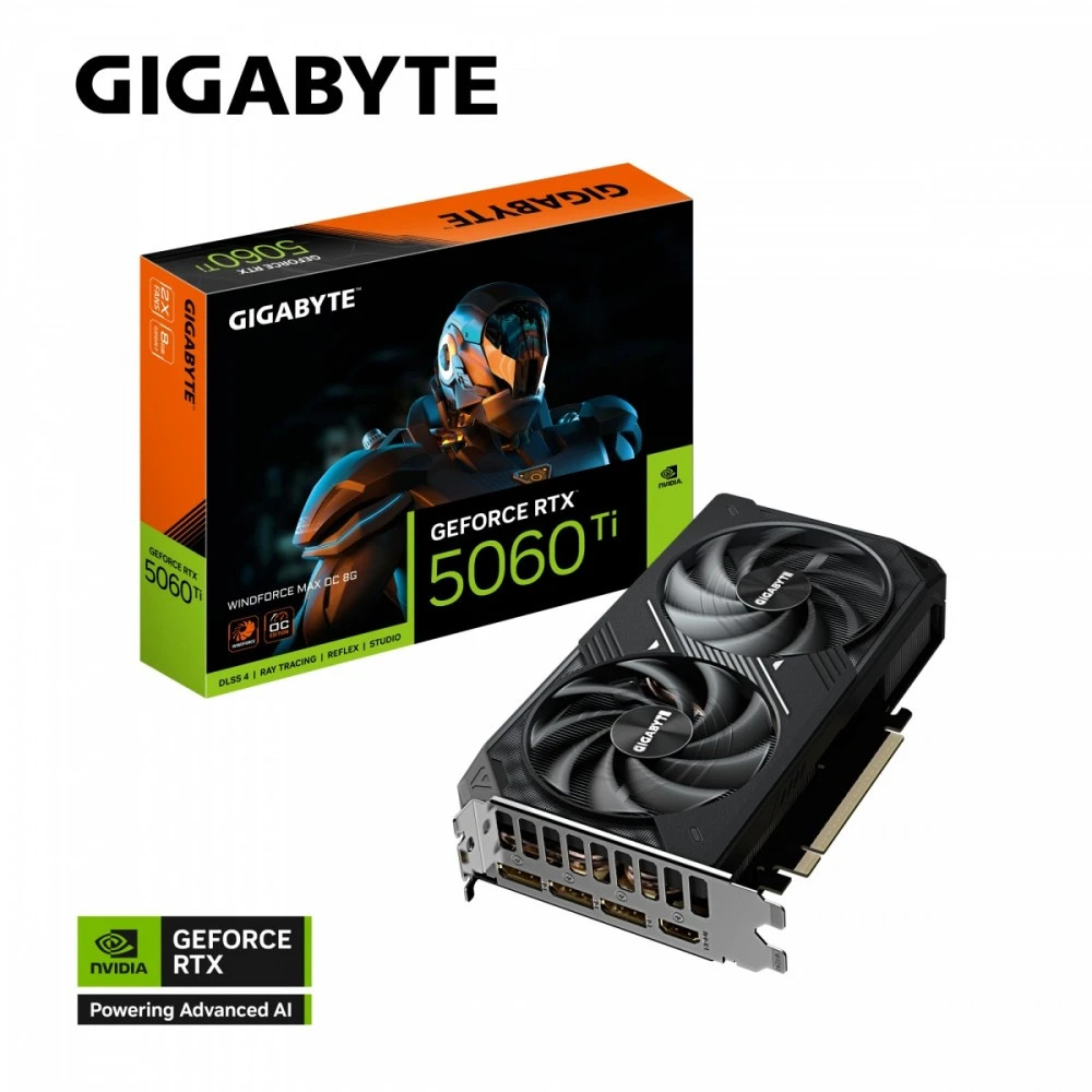 Gigabyte Vaizdo plokštė GeForce RTX 5060 Ti Windforce Max OC 8G 128bit GDDR7 3DP/HDMI