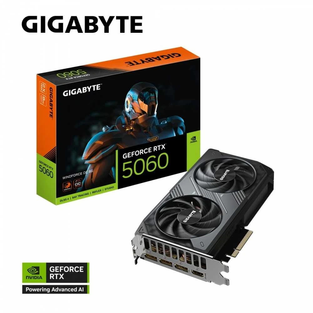 „Gigabyte GeForce RTX 5060 WINDFORCE OC“ 8 GB DLSS4 vaizdo plokštė