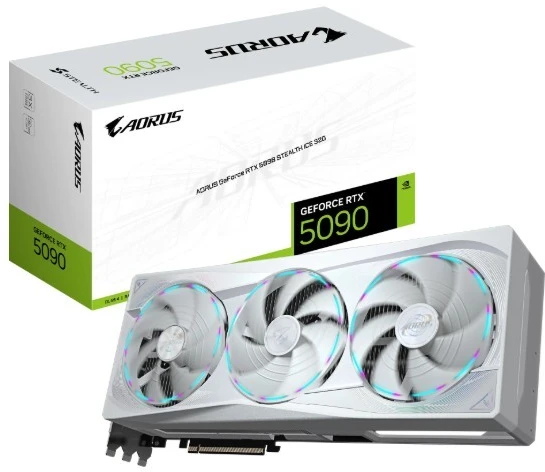 Vaizdo plokštė „Gigabyte AORUS GeForce RTX 5090 STEALTH ICE 32G“ | „NVIDIA“ | 32 GB | „GeForce RTX 5090“ | GDDR7 | HDMI jungčių kiekis: 1 | PCI-E 5.0