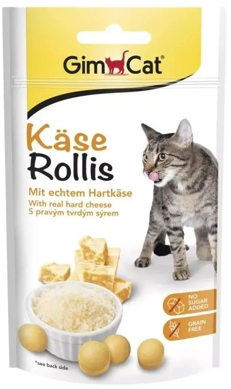 GIMCAT Käse-Rollis Crunchy Cheese Bites – cat treat – 40g