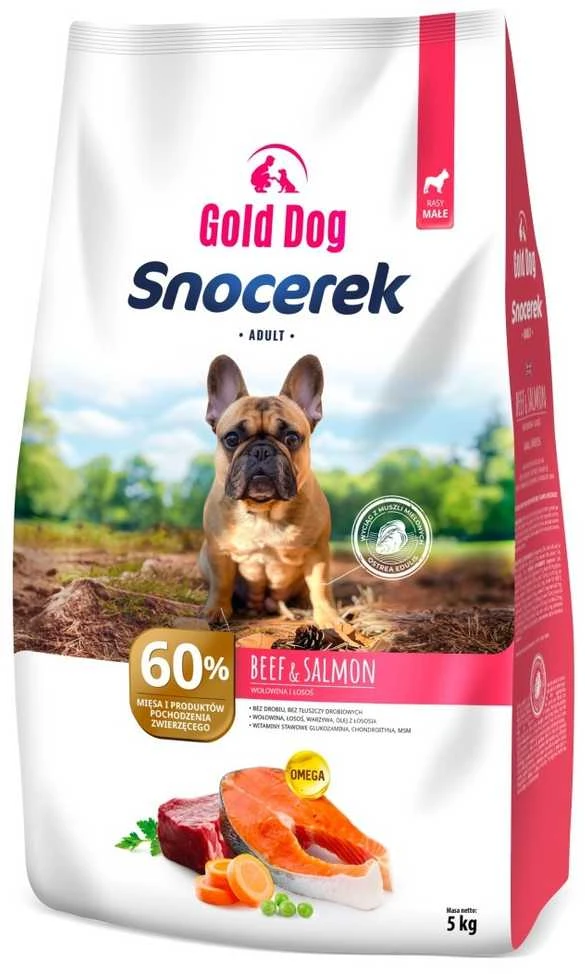GDD Gold Dog Snocerek jautiena ir lašiša – sausas Maistas šunims – 5kg
