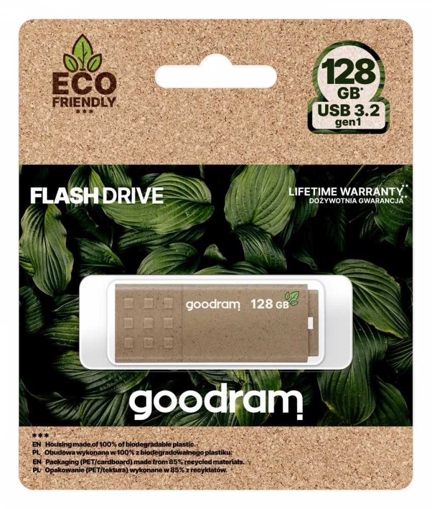 „Goodram“ 128 GB „Ume3“ ekologiška USB 3.0 atmintinė, parduodama parduotuvėje.