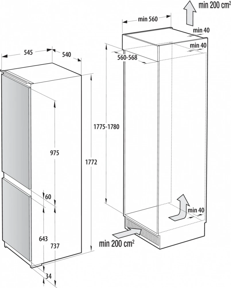 Šaldytuvas Gorenje šaldytuvas-šaldiklis NRKI517E61WF