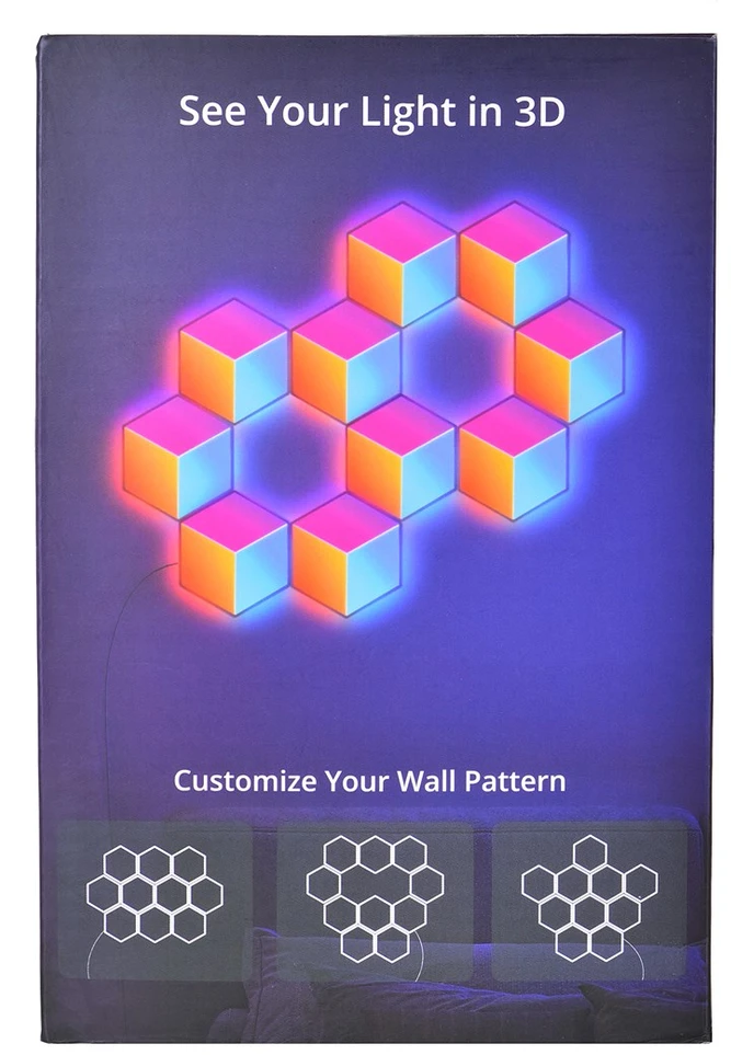 „Govee Glide Hexa Pro“ išmanusis sieninis šviestuvas su „Wi-Fi“ / „Bluetooth“ 72 W