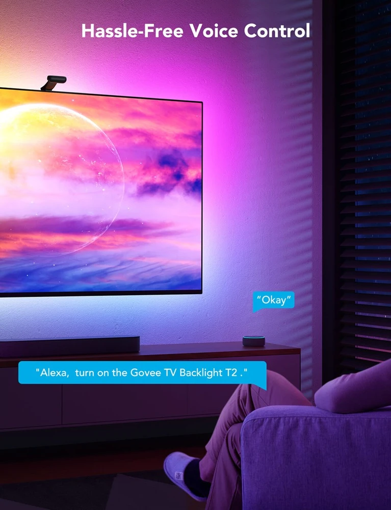 Govee H605C Envisual TV foninis apšvietimas T2 | Taśma LED | dla TV 75-85 cali, RGBIC, Wi-Fi+Bluetooth