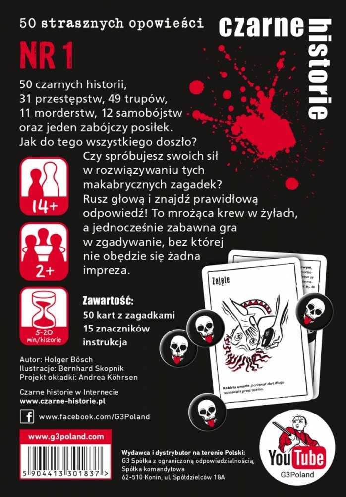 G3 Mįslių žaidimas "juodosios istorijos" kortų rinkinys