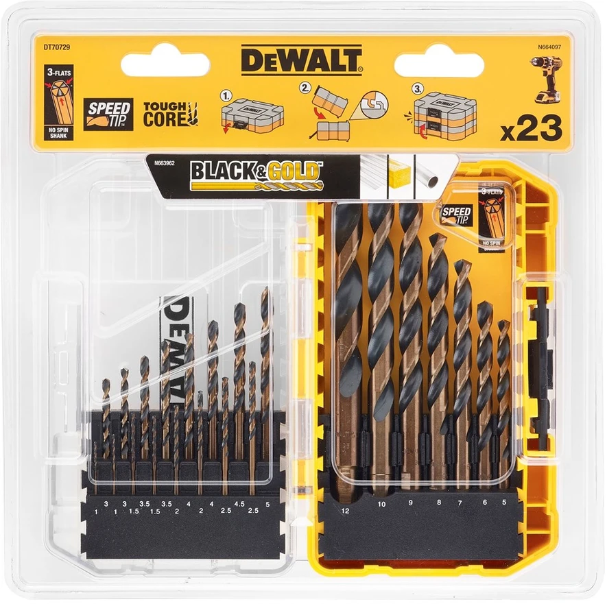 Grąžtas DEWALT grąžtai metalui HSS-G 23 vnt.