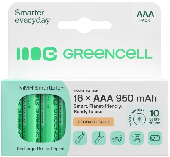 Green Cell Akumulatorki paluszki 16xaaa hr03 950mah