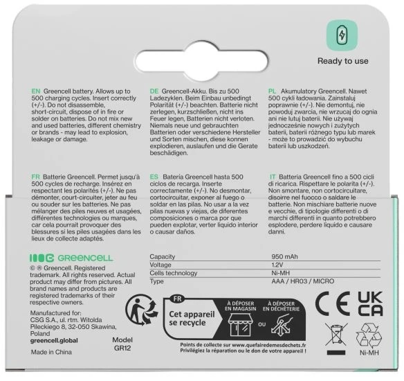 Green Cell Akumulatorki paluszki 16xaaa hr03 950mah