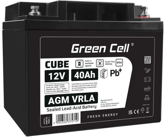 Green Cell Žalias Cell Žalias Cell CUBE AGM IP54 12V 40Ah VRLA Baterija Gel gilaus ciklo motoroleris vejapjovė valtis barža vejapjovė traktorius žvejybos laivas
