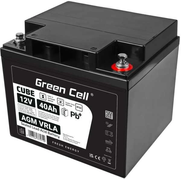 Green Cell Žalias Cell Žalias Cell CUBE AGM IP54 12V 40Ah VRLA Baterija Gel gilaus ciklo motoroleris vejapjovė valtis barža vejapjovė traktorius žvejybos laivas