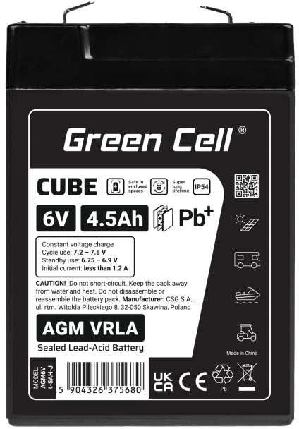 Green Cell Žalias Cell Žalias Cell CUBE AGM IP54 6V 4Ah VRLA Baterija Gel gilaus ciklo motoroleris vejapjovė valtis barža vejapjovė traktorius žvejybos laivas