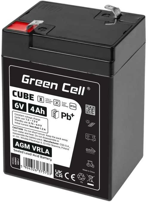 Green Cell Žalias Cell Žalias Cell Cube AGM VRLA IP54 6V 4Ah Nereikalaujantis priežiūros kasos aparato signalizacijos sistemos žaislų akumuliatorius