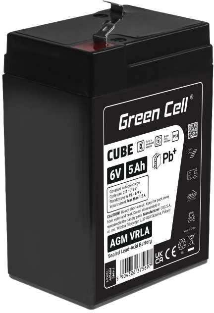 Green Cell Žalias Cell Žalias Cell CUBE AGM IP54 6V 5Ah VRLA Baterija Gel gilaus ciklo žaislai vaikų signalizacijos sistemoms