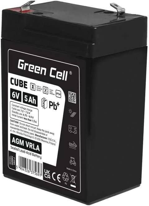 Green Cell Žalias Cell Žalias Cell CUBE AGM IP54 6V 5Ah VRLA Baterija Gel gilaus ciklo žaislai vaikų signalizacijos sistemoms