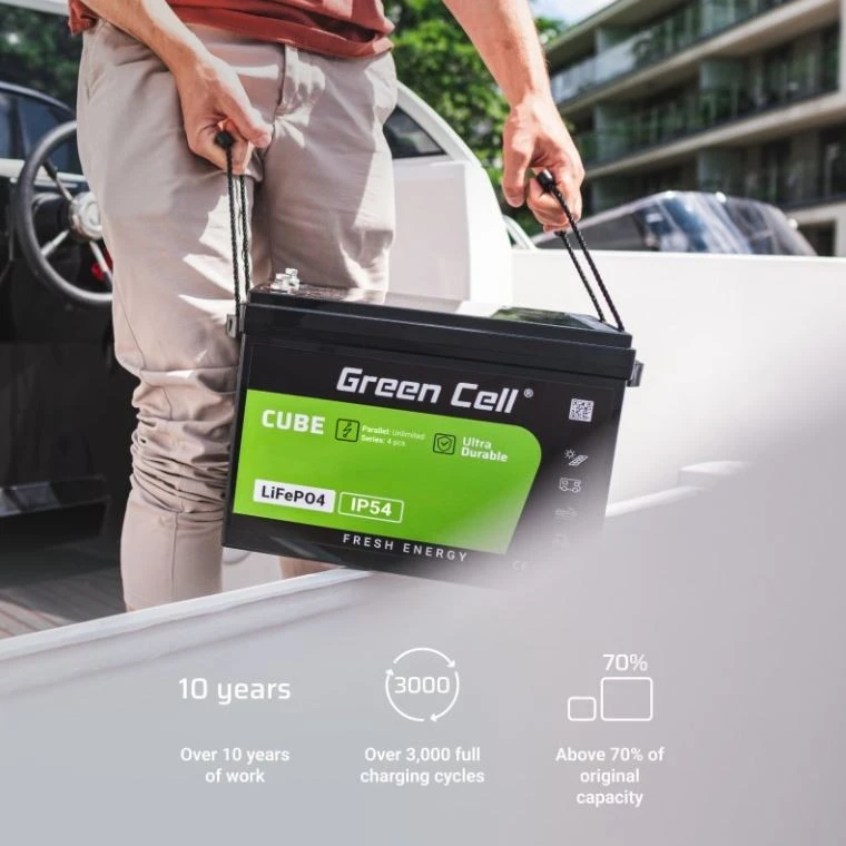 Green Cell LiFePO4 akumuliatorius 200 Ah, 12 V/12,8 V, 2560 Wh