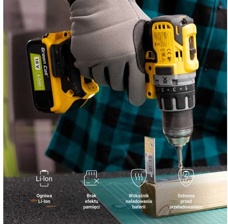 Green Cell Žalias Cell Žalias Cell baterija, skirta DeWalt XR 18V 5Ah Baterija, skirta DCB182