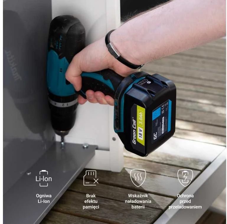 Green Cell Žalias Cell Žalias Cell akumuliatorius BL1830 skirtas Makita LXT 18V 3Ah suktuvui