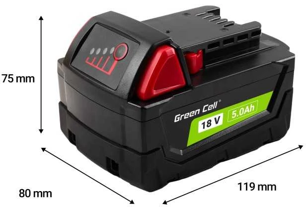 Green Cell Žalias Cell Žalias Cell baterija, skirta Milwaukee M18 18V 5Ah pakaitinė baterija M18 B5 4932430483