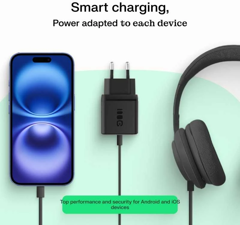 Green Cell Žalias Cell Greencell PowerSource Solo30 įkroviklis USB C juodas maitinimo adapteris 30 W maitinimo tiekimas