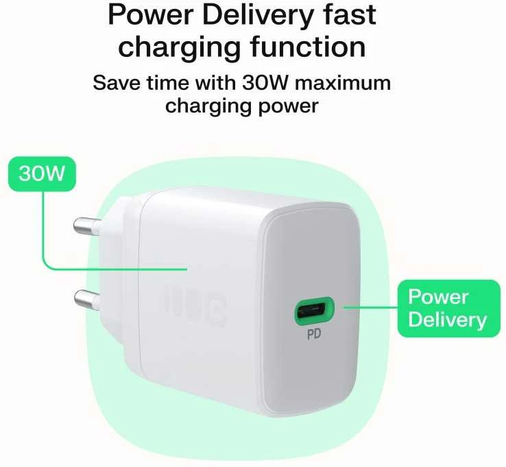 Green Cell Žalias Cell Greencell PowerSource Solo30 Ladegerät USB C baltas maitinimo adapteris 30W maitinimo tiekimas