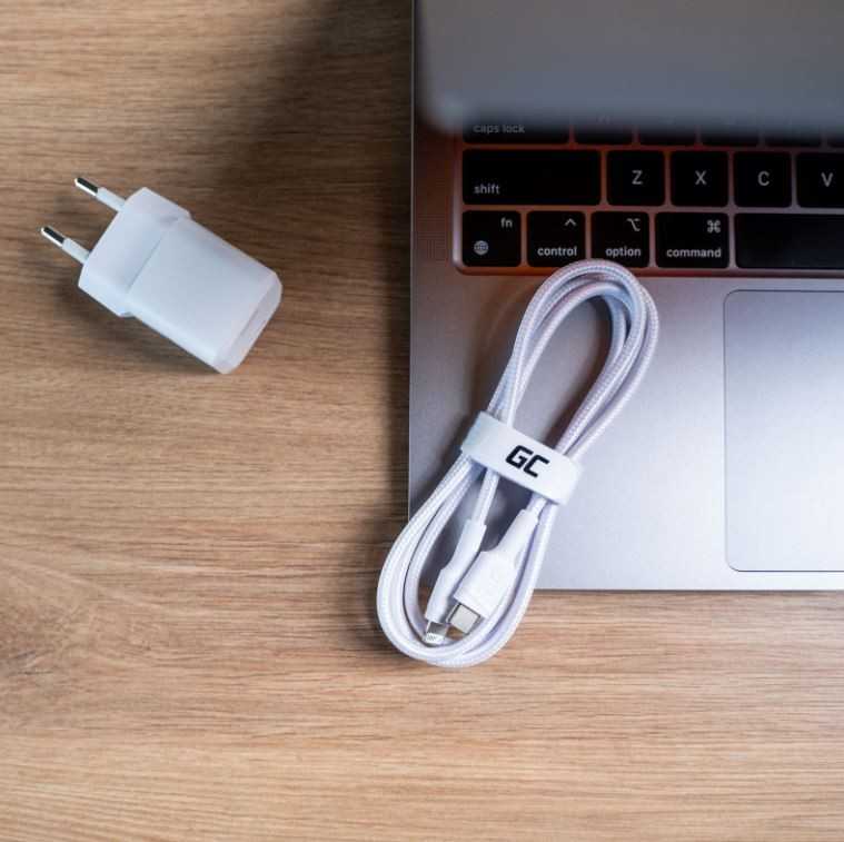Green Cell Žalias cell kabelis kabgc07w gc power stream usb-c - lightning 100cm (mfi certified) balta