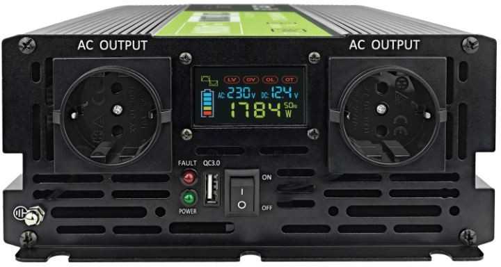 Maitinimo inverteris Green Cell PowerInverter LCD 12V–230V, 2000W/4000W