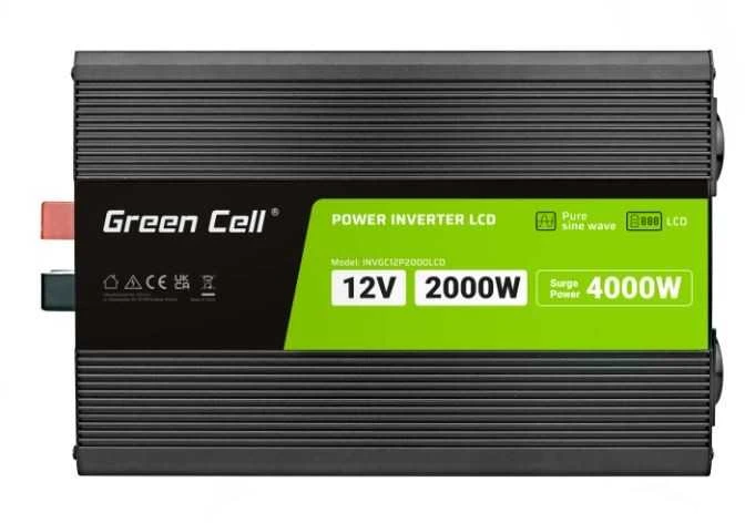 Green Cell LCD keitiklis 12v 2000w/4000w gryno sinusoido su ekranu
