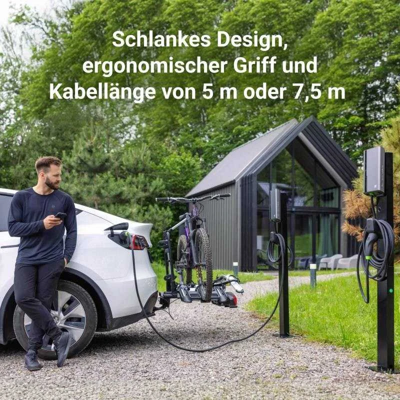 Green Cell Wallbox žalias cell habuden 22kW 32A - kabelis 5m su NFC