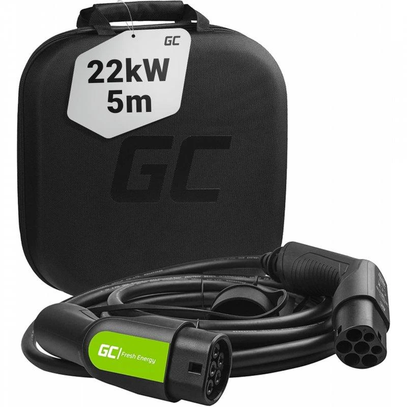 Green Cell Žalias Cell Kabelis Žalias Cell GC Type 2 22 kW 5 metrų, skirtas įkrauti elektromobilius