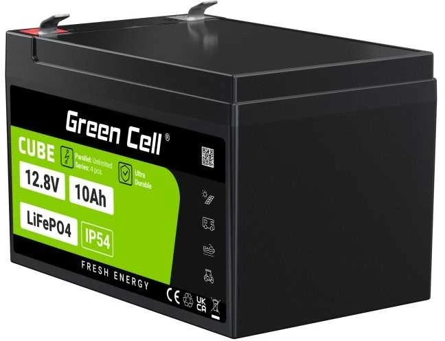 Green Cell Žalias Cell Žalias Cell CUBE LiFePO4 10Ah 12.8V 128Wh ličio-geležies fosfato baterija, skirta maitinimui ir avariniam apšvietimui, valdymo pultai