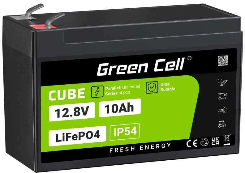 Green Cell Žalias Cell Žalias Cell CUBE LiFePO4 10Ah 12.8V 128Wh ličio-geležies fosfato baterija, skirta maitinimui ir avariniam apšvietimui, valdymo pultai