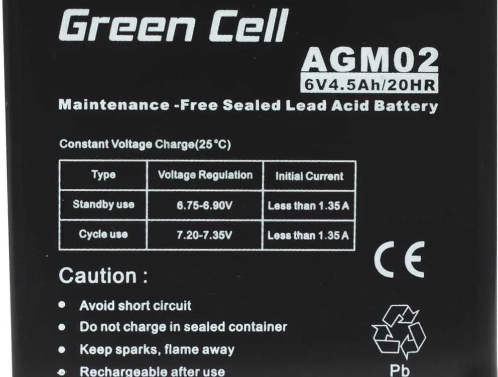 Green Cell Žalias cell akumulator żelowy agm02 6v 4,5ah