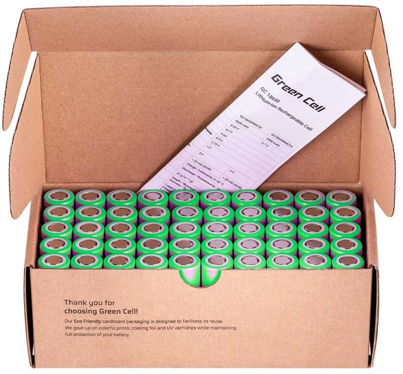 Green Cell Žalias cell ogniwa 18650 50x akumuliatorius 18650 li-ion inr1865029e 3,7v 2900mah