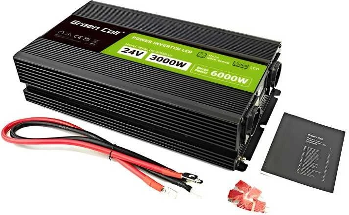 Green Cell Žalias cell przetwornica LCD 24v/230v 3000w/6000w czysty sinus invgc24p3000lcd