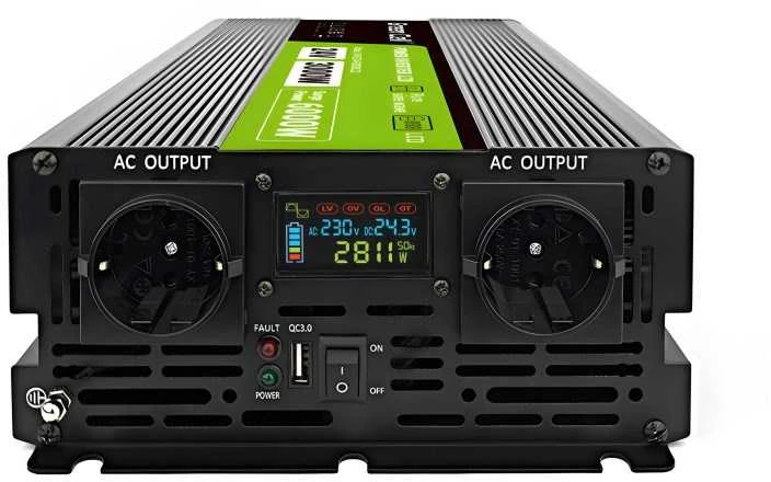 Green Cell Žalias cell przetwornica LCD 24v/230v 3000w/6000w czysty sinus invgc24p3000lcd