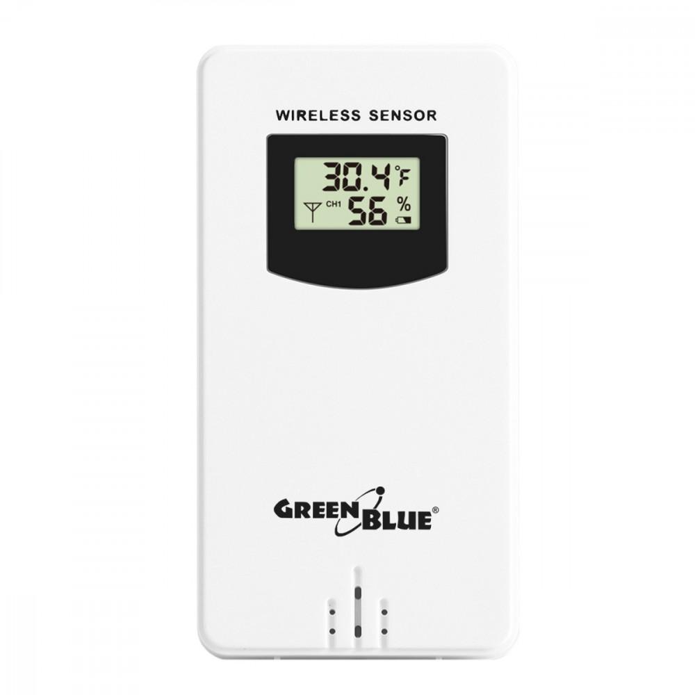 Bezprzewodowa „GreenBlue“ belaidė meteorologinė stotelė su belaidžiu / indukciniu įkrovikliu, laikrodžiu, žadintuvu, kalendoriumi, lauko jutikliu, GB213