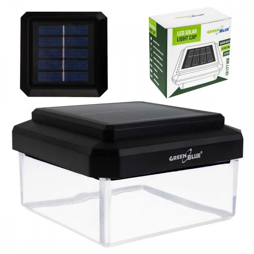 GreenBlue Saulės energija varoma LED lempa stulpui gb127 ww 80x80mm 3200k