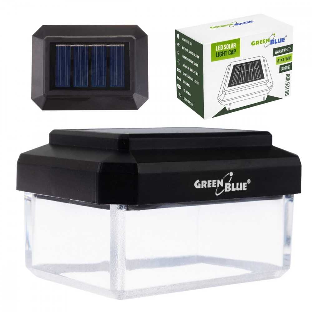 GreenBlue Saulės energija varoma LED lempa stulpui gb125 ww 60x40mm, 3200k