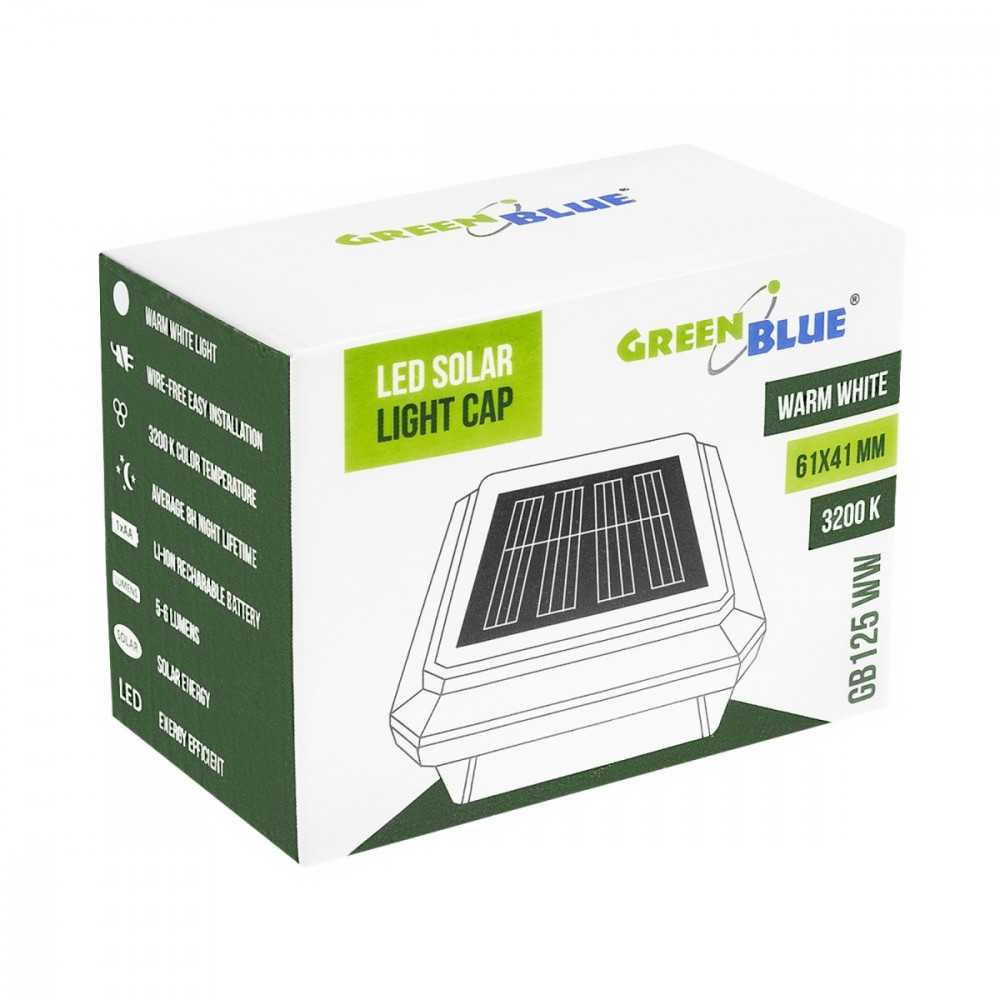 GreenBlue Saulės energija varoma LED lempa stulpui gb125 ww 60x40mm, 3200k