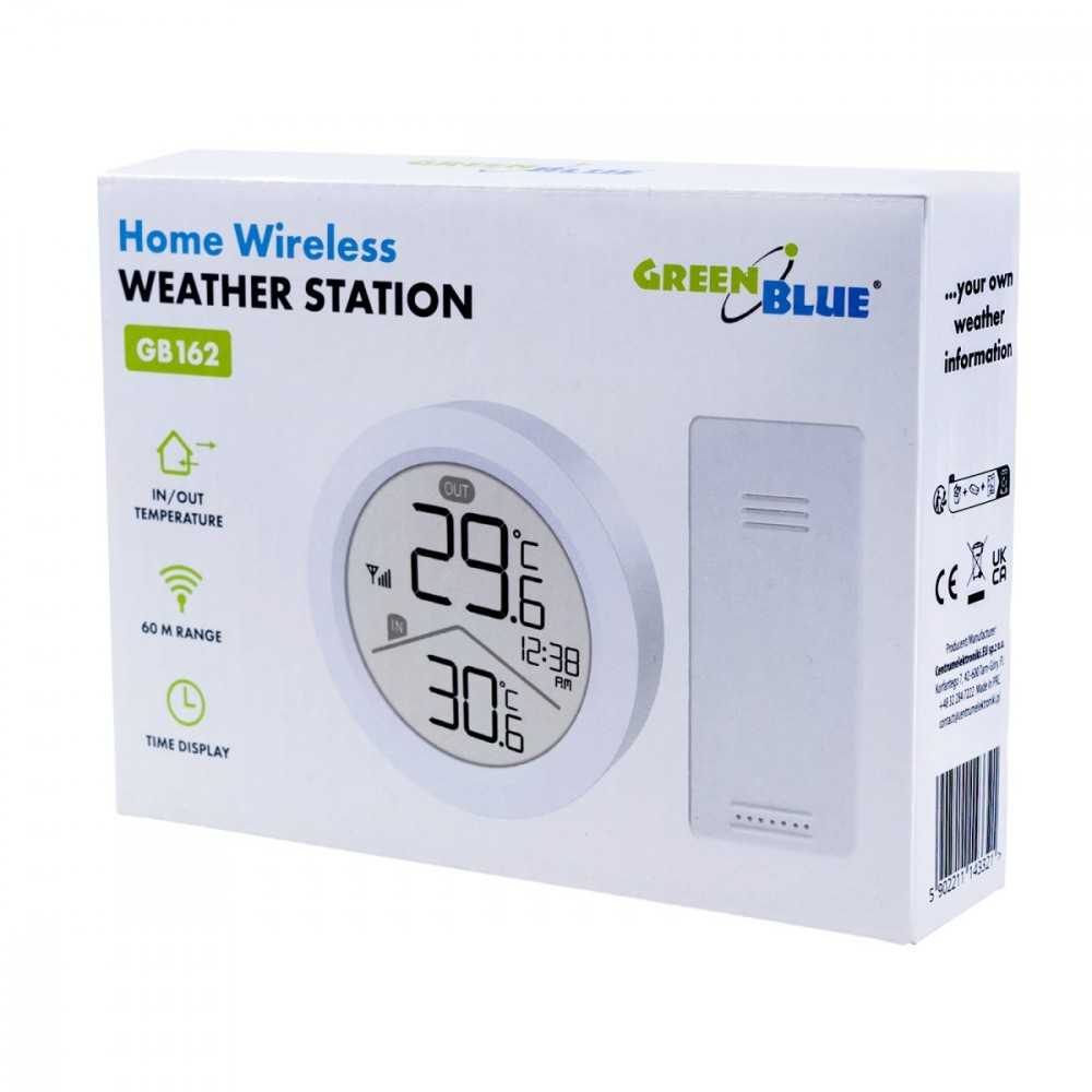 GreenBlue Belaidė meteorologinė stotelė gb162, temperatūros matavimas įėjime/išvykime, laikrodis, veikimo nuotolis iki 60 m