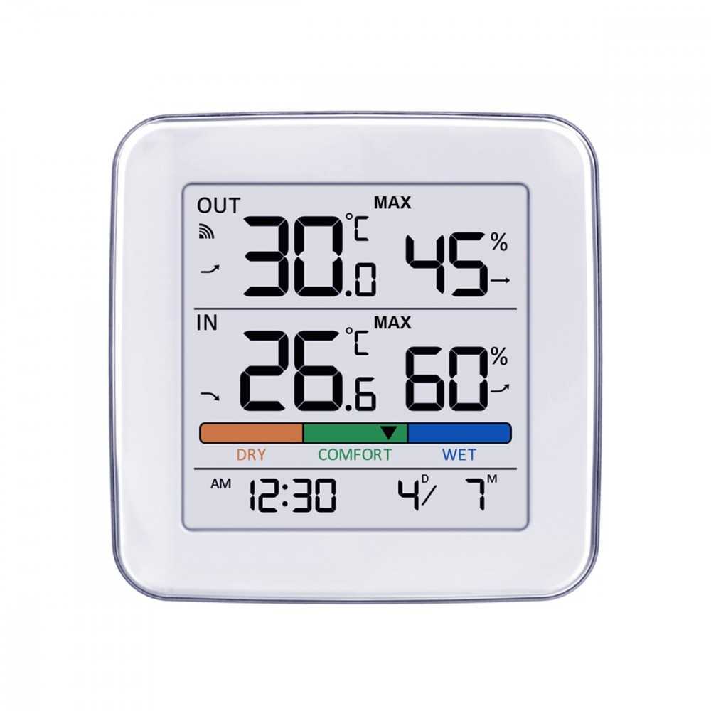 GreenBlue Belaidė meteorologinė stotelė gb169, temperatūros, drėgmės, laikrodžio, žadintuvo, datos matavimas, veikimo nuotolis iki 60 m.