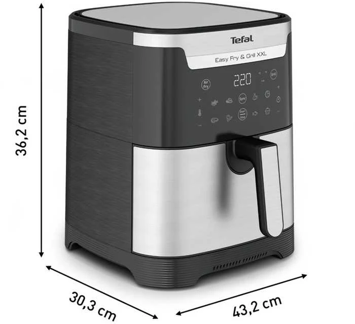 Karšto oro gruzdintuvė Tefal Easy Fry & Grill XXL EY801D15, Sidabrinės/ Juodos spalvos