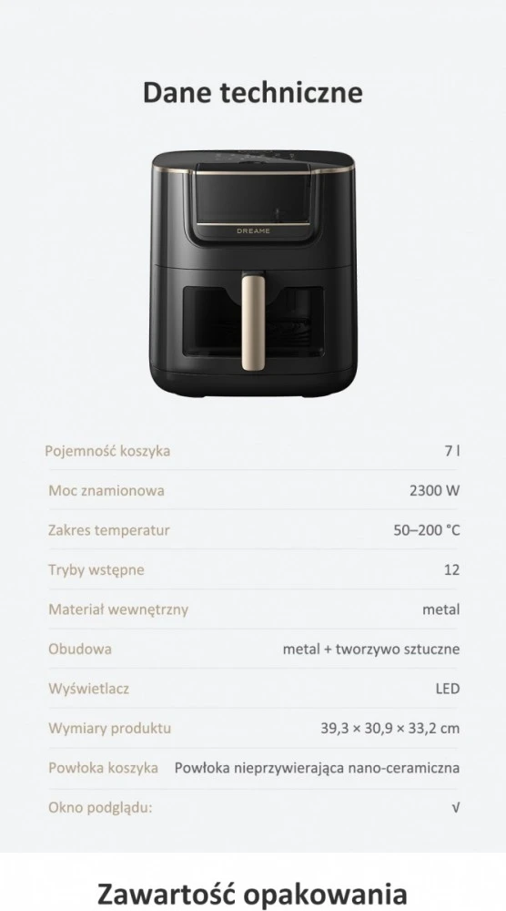 Karšto oro gruzdintuvė Dreame Air Fryer AF30, Juoda